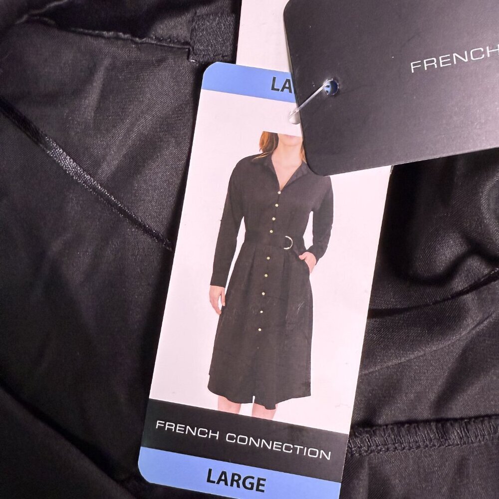 French Connection Women’s Black Long Shirt Dress Size Large NWT E987 - Picture 8 of 14